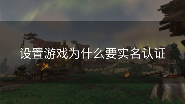 设置游戏为什么要实名认证