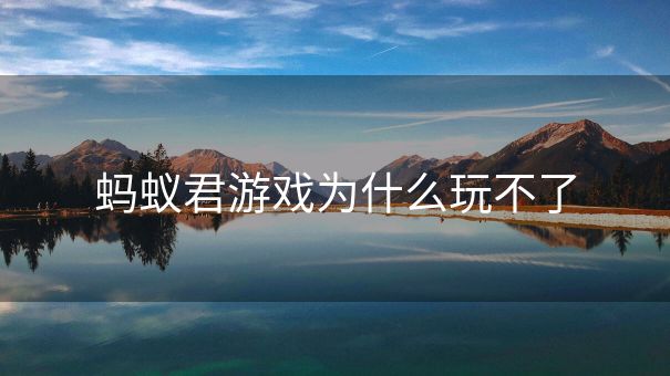 蚂蚁君游戏为什么玩不了